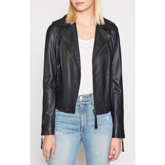 Joie Ailey Leather Moto Jacket in Sergeant Blue - Picture 9 of 16